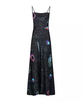 Черное платье-комбинация с принтом "космос" MSGM