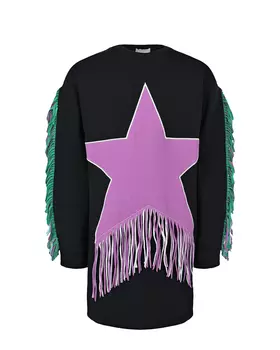 Черное платье с бахромой Stella McCartney детское