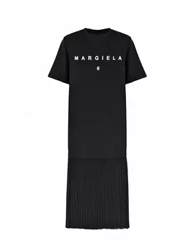 Черное платье с белым логотипом MM6 Maison Margiela детское