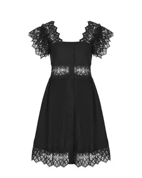 Черное платье с кружевной отделкой Alberta Ferretti