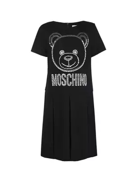 Черное платье с медвежонком из страз Moschino детское