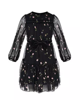 Черное платье с принтом "розы" Monnalisa детское