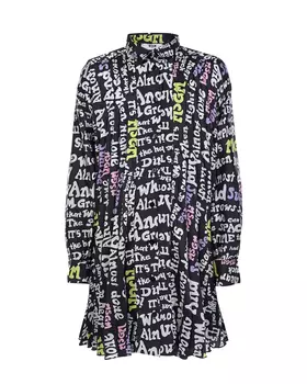 Черное платье со сплошным текстовым принтом MSGM детское