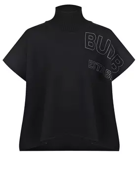 Черное пончо из кашемира Burberry детское