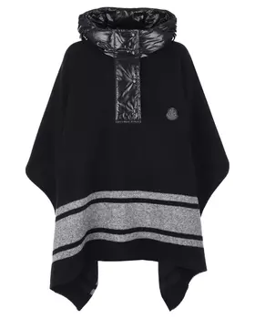 Черное пончо с капюшоном Moncler детское