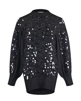 Черное шерстяное платье с пайетками Philosophy Di Lorenzo Serafini