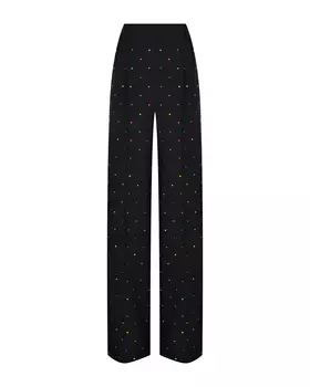 Черные брюки палаццо со стразами MSGM