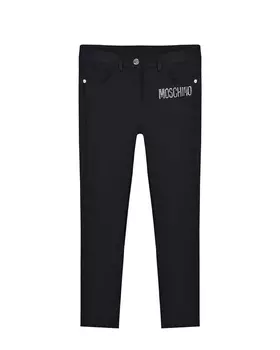 Черные брюки с лого из стразов Moschino детские