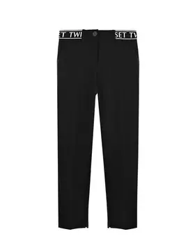 Черные брюки с резинкой на поясе TWINSET детские