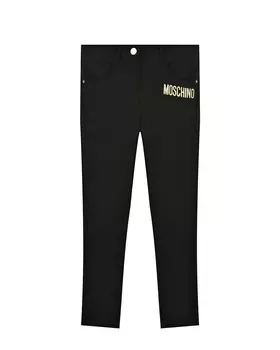 Черные брюки с золотым логотипом Moschino детские