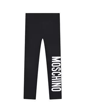 Черные леггинсы с белым лого Moschino