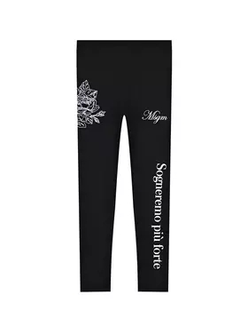 Черные леггинсы с белыми надписями MSGM детские
