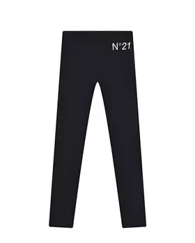 Черные леггинсы с контрастным лого No. 21 детские
