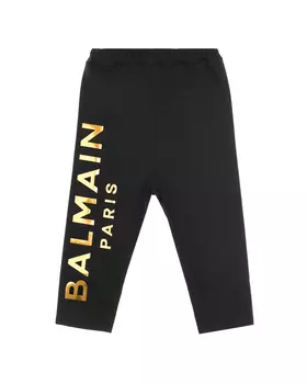 Черные леггинсы с золотым логотипом Balmain детские
