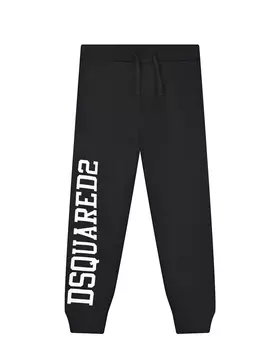 Черные спортивные брюки с белым лого Dsquared2 детские