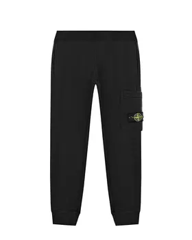 Черные спортивные брюки с накладным карманом Stone Island детские