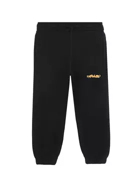 Черные спортивные брюки с оранжевым логотипом Off-White детские