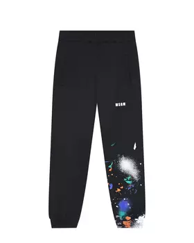 Черные спортивные брюки с принтом "кляксы" MSGM детские