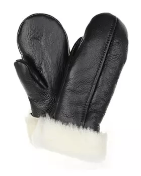 Черные варежки с белой меховой отделкой Plooml детские