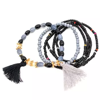 Черный браслет с кисточками Tais детский