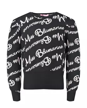 Черный джемпер с лого Miss Blumarine детский