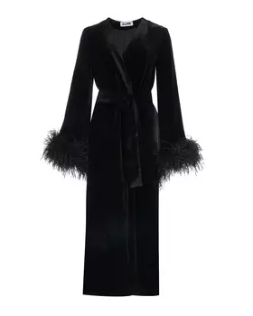 Черный кардиган с отделкой перьями ALINE