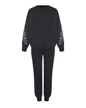 Черный костюм с кружевной отделкой Alena Akhmadullina