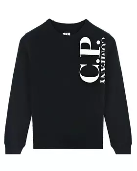 Черный свитшот с белым логотипом CP Company детский