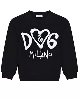 Черный свитшот с белым логотипом Dolce&amp;Gabbana детский