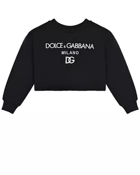 Черный свитшот с белым логотипом Dolce&amp;Gabbana детский