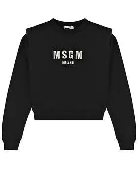 Черный свитшот с белым логотипом MSGM детский