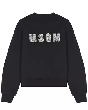 Черный свитшот с лого из стразов MSGM детский