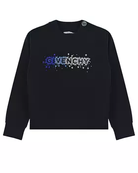 Черный свитшот с логотипом из страз Givenchy детский