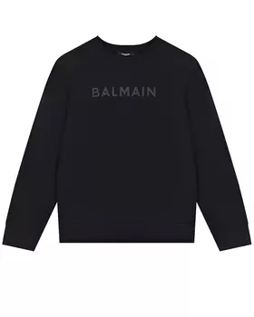 Черный свитшот с логотипом в тон Balmain детский