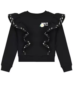 Черный свитшот с оборками Monnalisa детский