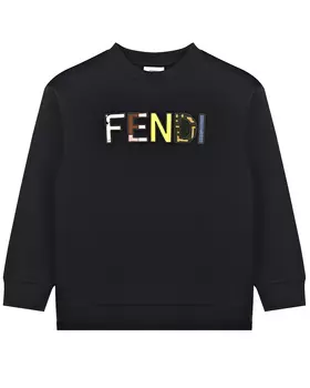Черный свитшот с разноцветным логотипом Fendi детский