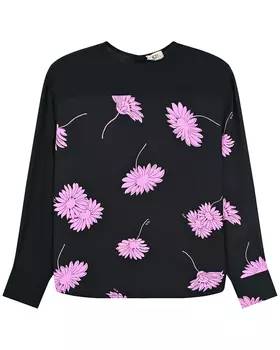 Черный свитшот с розовыми ромашками No. 21 детский