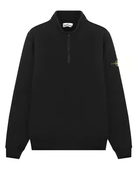 Черный свитшот с воротом на молнии Stone Island детский