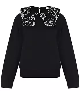 Черный свитшот с вышивкой на воротнике Vivetta