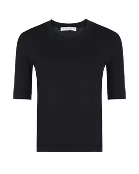 Черный топ из смесовой шерсти Genious