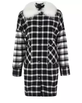 Двухсторонне пальто с белым меховым воротником Forte dei Marmi Couture