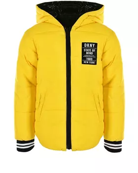 Двухсторонняя черно-желтая куртка DKNY детская