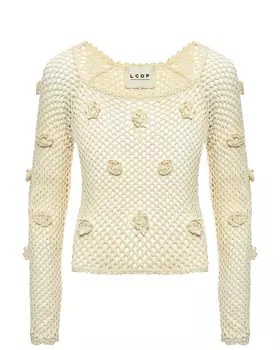 Джемпер крупной вязки с объемными цветами Les Coyotes de Paris