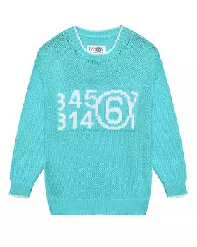 Джемпер с белым лого, бирюзовый MM6 Maison Margiela