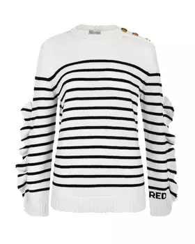 Джемпер в черно-белую полоску Red Valentino