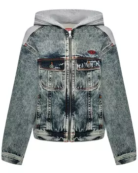Джинсовая куртка с трикотажным капюшоном Diesel