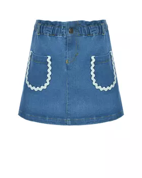 Джинсовая мини-юбка с отделкой тесьмой Mipounet