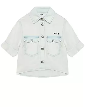 Джинсовая рубашка с короткими рукавами MSGM