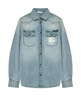 Джинсовая рубашка с лого на кармане Dolce&Gabbana