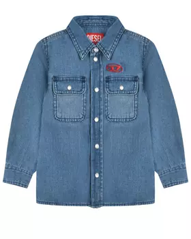 Джинсовая рубашка с вышитым лого Diesel